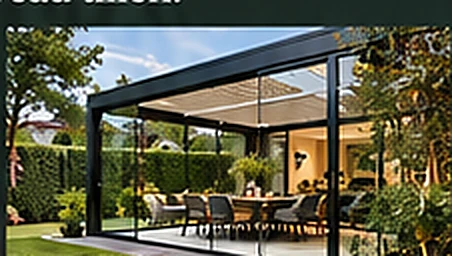 Zwarte veranda bij een groene tuin