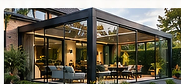 Strakke tuinkamer met glazen wanden